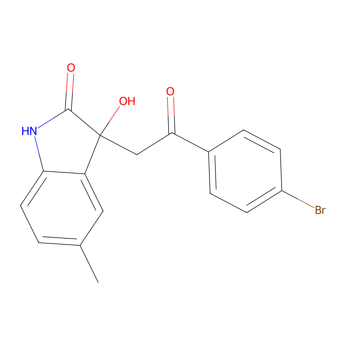 3-[2-(4-bromophenyl)-2-oxoethyl]-3-hydroxy-5-methyl-1,3-dihydro-2H-indol-2-one molecular structure, CAS 303739-97-1