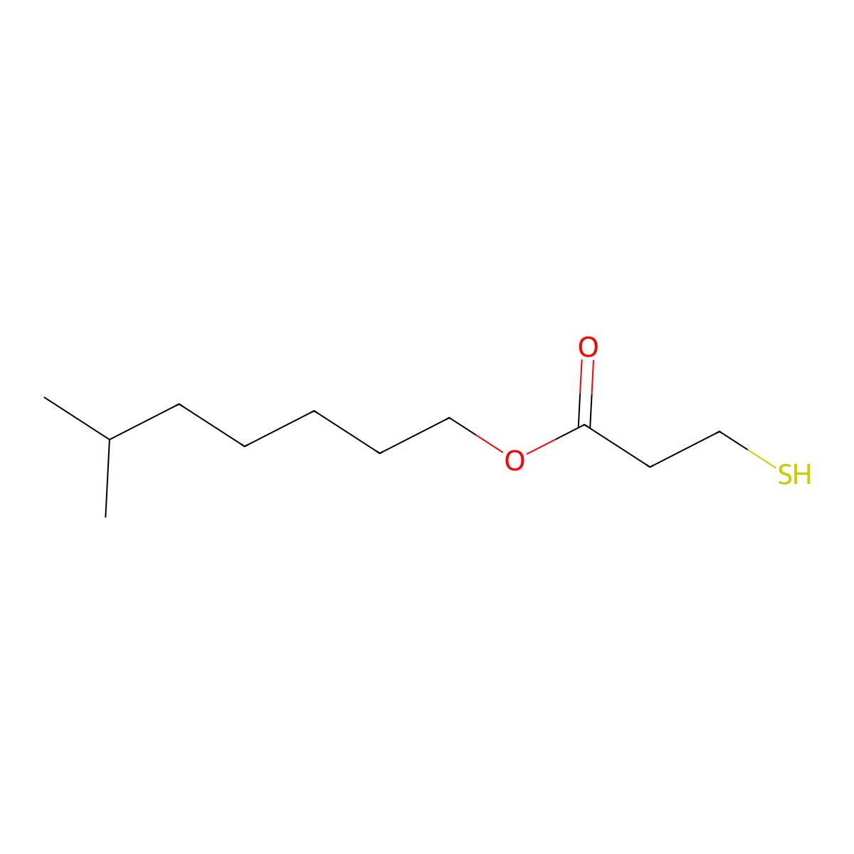 Isooctyl 3-mercaptopropionate molecular structure, CAS 30374-01-7