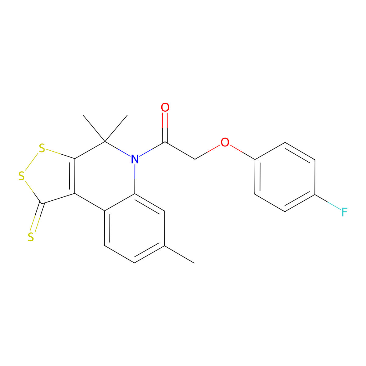 2-(4-fluorophenoxy)-1-(4,4,7-trimethyl-1-thioxo-1,4-dihydro-5H-[1,2]dithiolo[3,4-c]quinolin-5-yl)ethanone molecular structure, CAS 303740-44-5