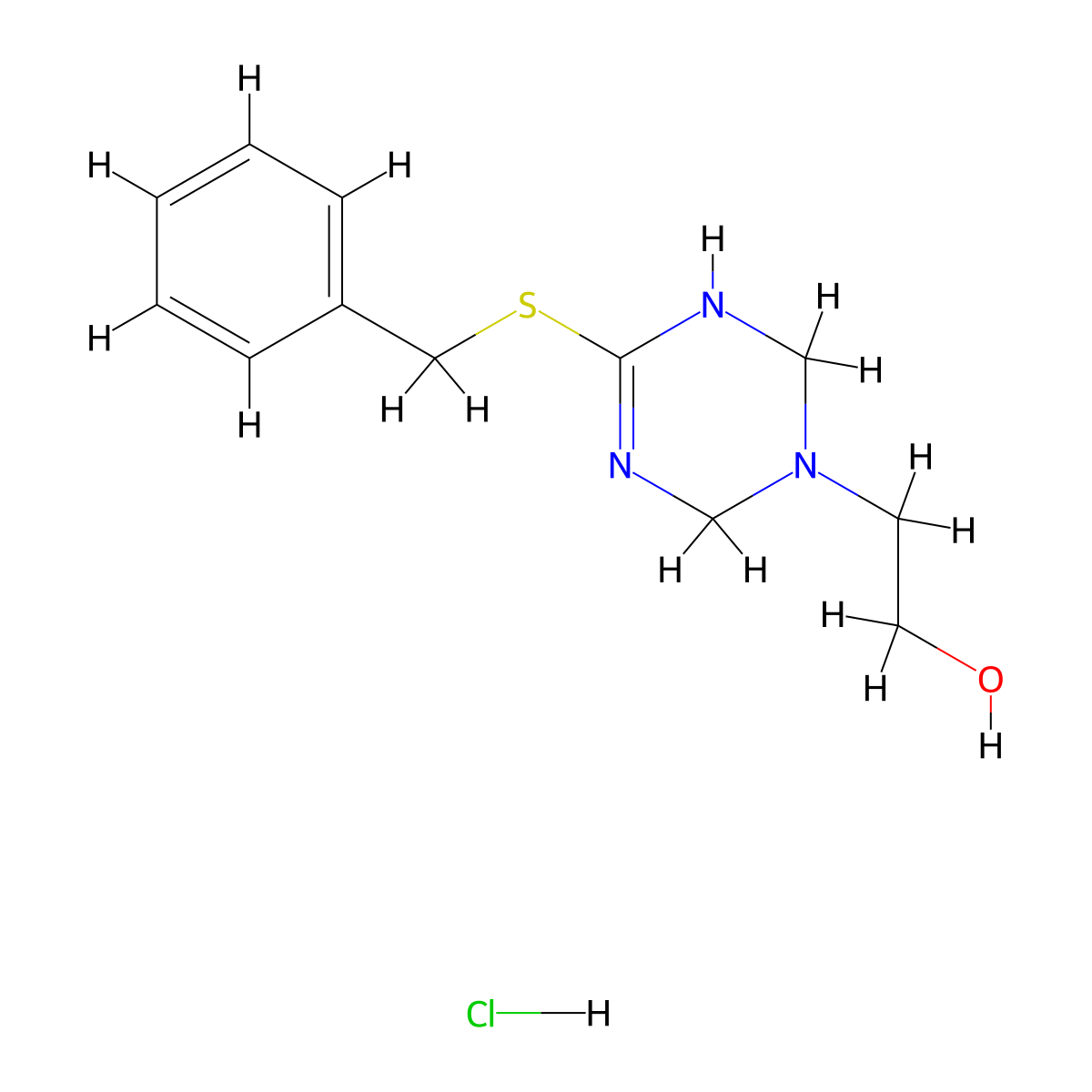 2-[4-(Benzylthio)-3,6-dihydro-1,3,5-triazin-1(2H)-yl]ethanol hydrochloride molecular structure, CAS 303740-46-7