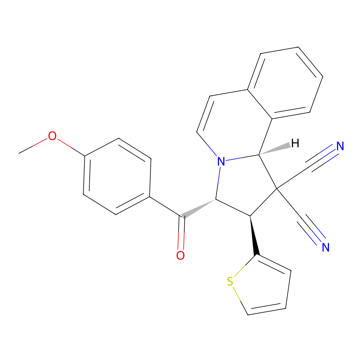3-(4-methoxybenzoyl)-2-(2-thienyl)-2,3-dihydropyrrolo[2,1-a]isoquinoline-1,1(10bH)-dicarbonitrile molecular structure, CAS 303740-71-8