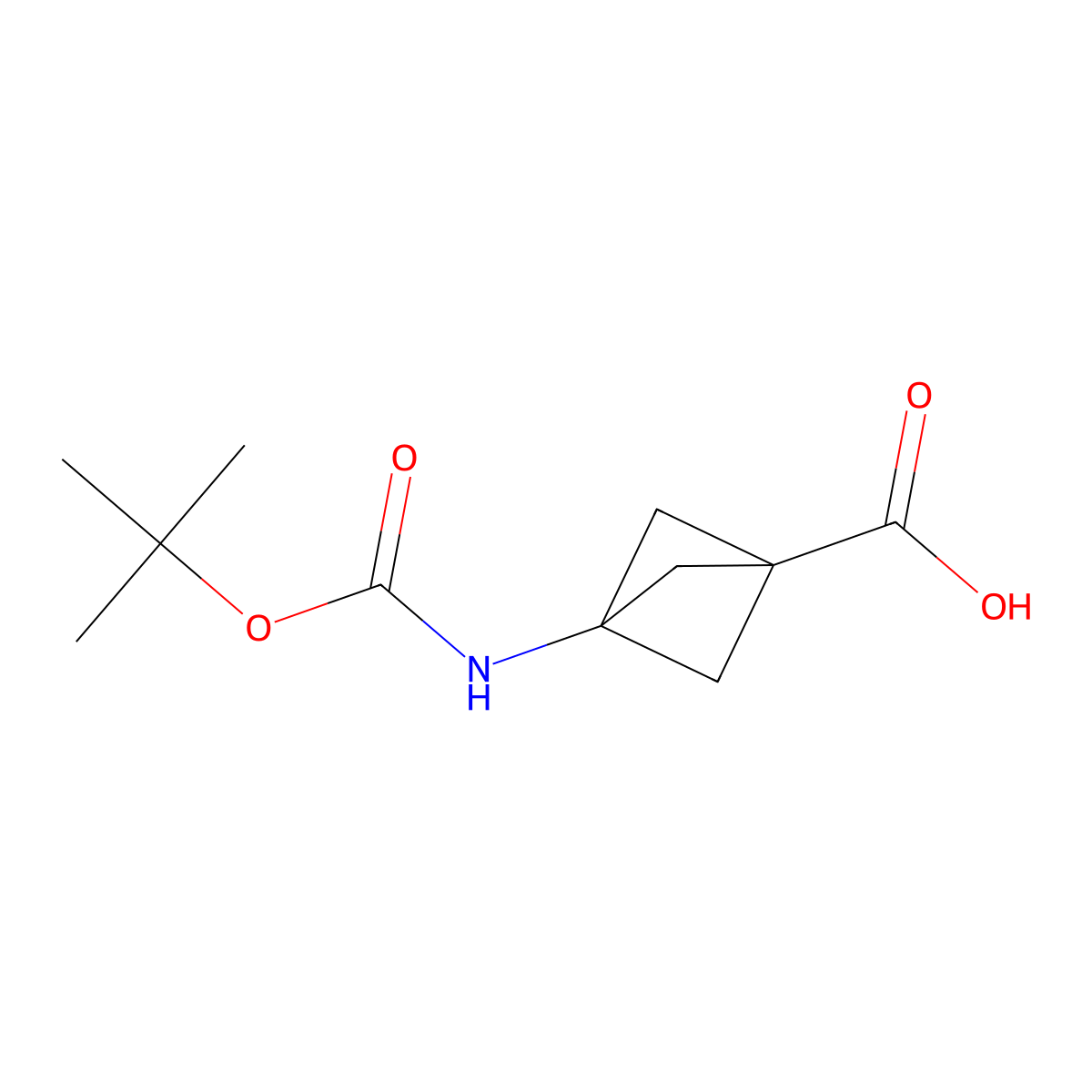 3-(Tert-butoxycarbonylamino)bicyclo(1.1.1)pentane-1-carboxylic acid molecular structure, CAS 303752-38-7