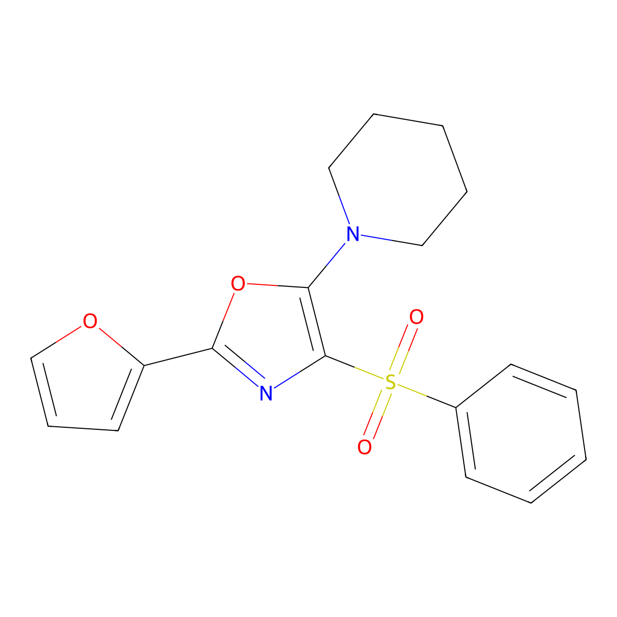 1-(4-Benzenesulfonyl-2-furan-2-yl-oxazol-5-yl)-piperidine molecular structure, CAS 303753-71-1