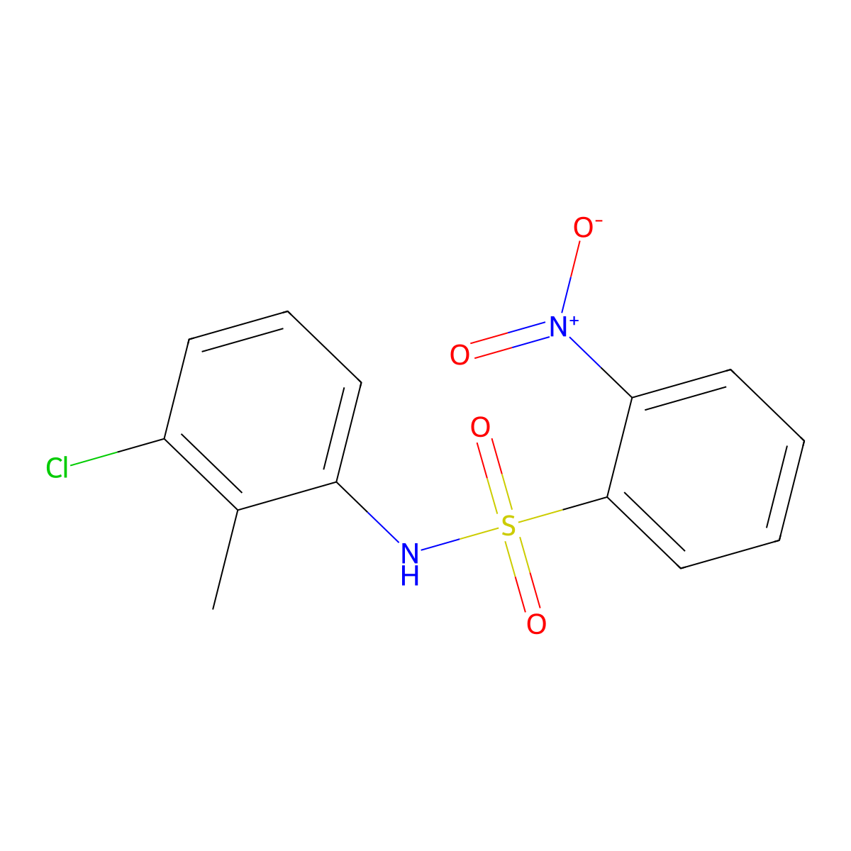 N-(3-chloro-2-methylphenyl)-2-nitrobenzenesulfonamide molecular structure, CAS 303755-64-8