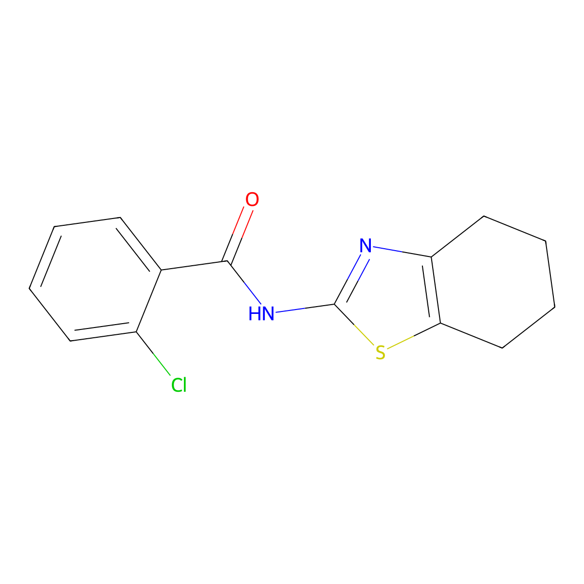 2-chloro-N-(4,5,6,7-tetrahydro-1,3-benzothiazol-2-yl)benzamide molecular structure, CAS 303755-80-8