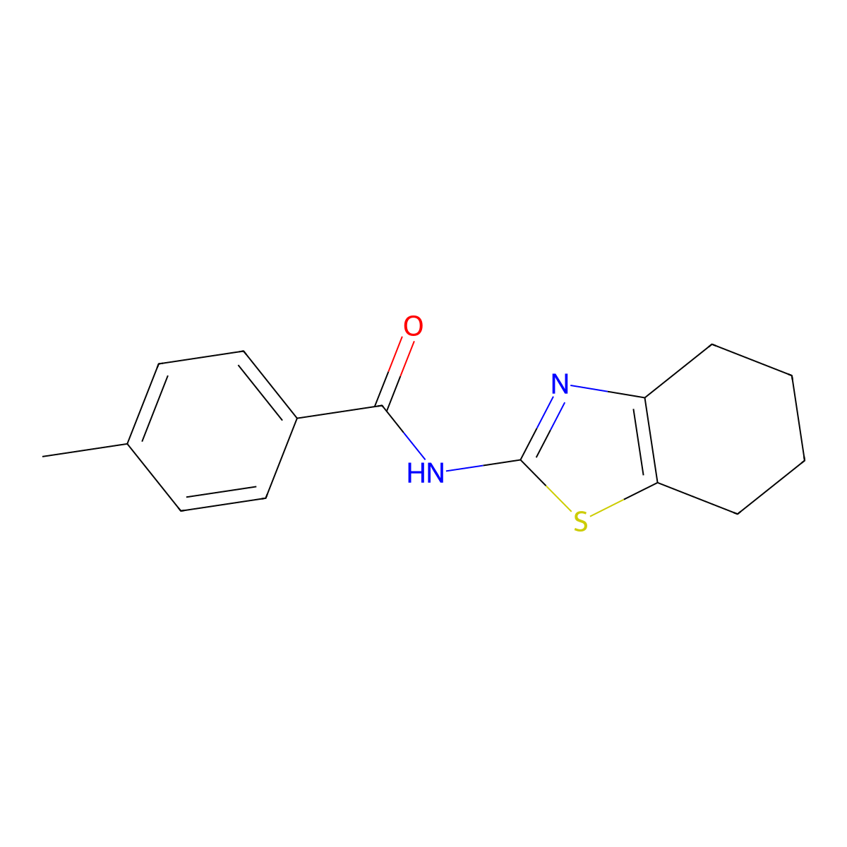 4-methyl-N-(4,5,6,7-tetrahydro-1,3-benzothiazol-2-yl)benzamide molecular structure, CAS 303755-81-9