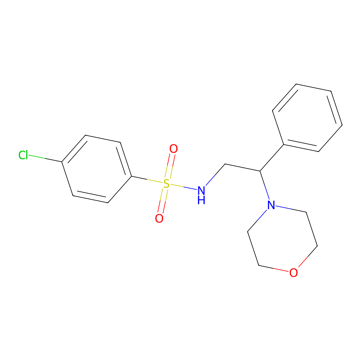 4-chloro-N-(2-morpholin-4-yl-2-phenylethyl)benzenesulfonamide molecular structure, CAS 303755-92-2