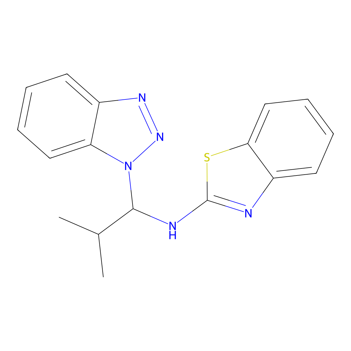 N-[1-(1H-1,2,3-Benzotriazol-1-yl)-2-methylpropyl]-1,3-benzothiazol-2-amine molecular structure, CAS 303756-66-3