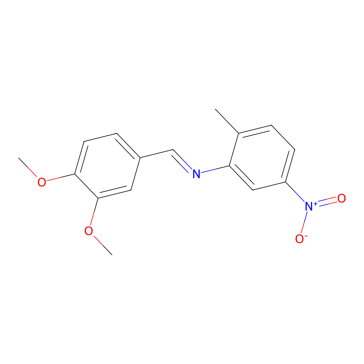 N-[(E)-(3,4-dimethoxyphenyl)methylidene]-2-methyl-5-nitroaniline molecular structure, CAS 303758-98-7