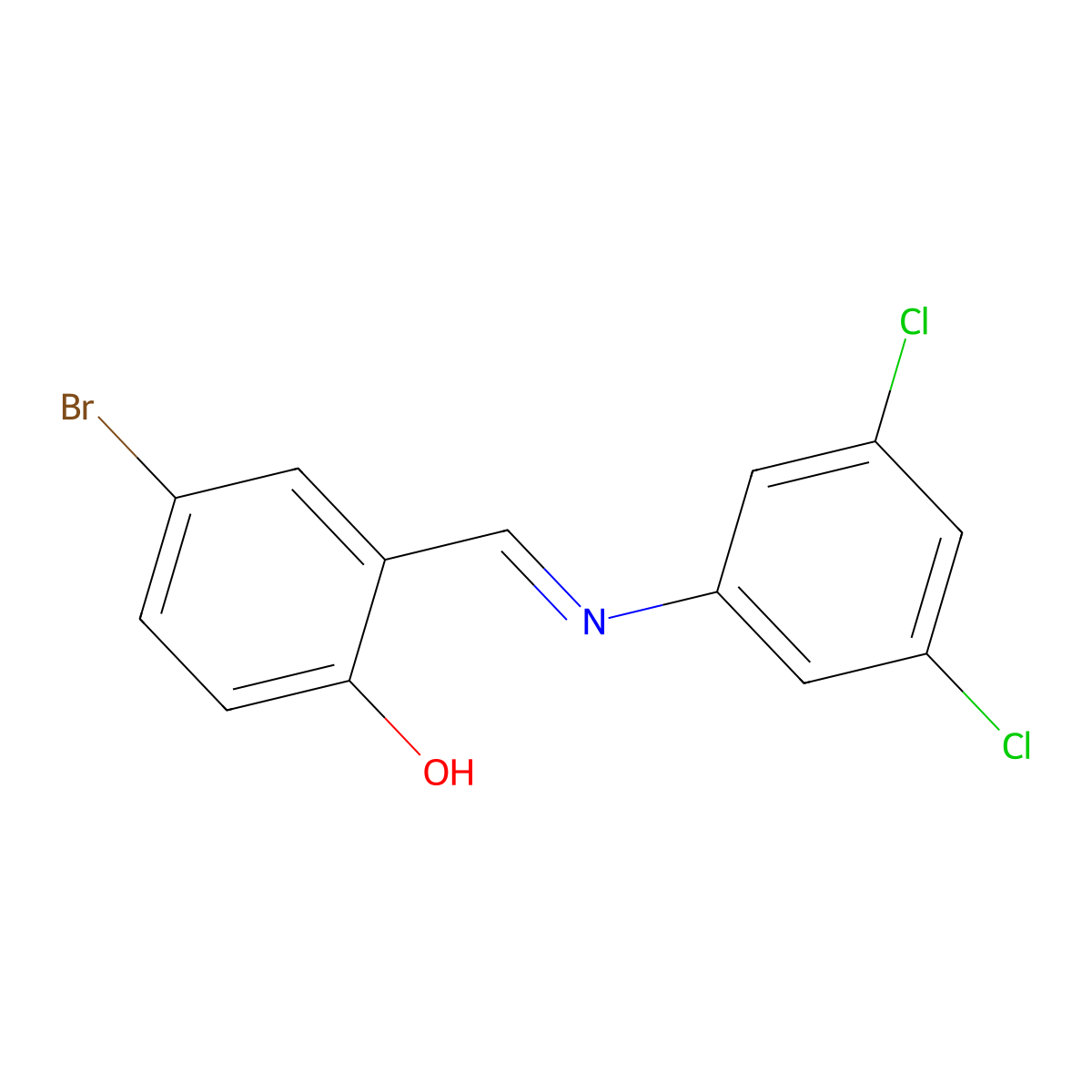 4-Bromo-2-{[(3,5-dichlorophenyl)imino]methyl}phenol molecular structure, CAS 303759-09-3