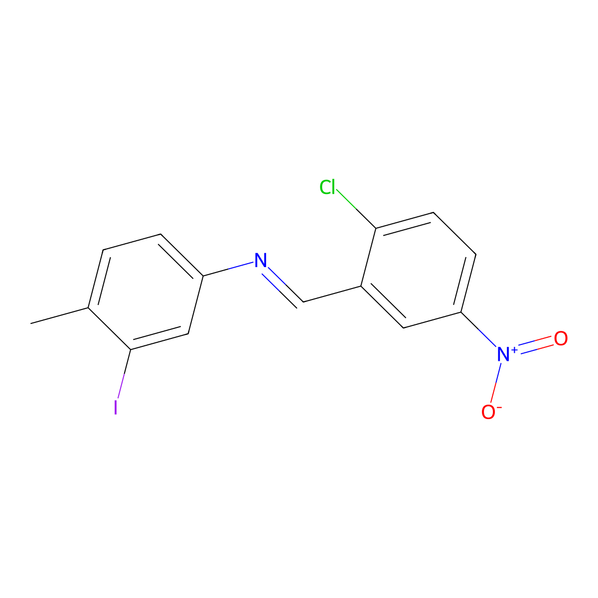 N-(2-chloro-5-nitrobenzylidene)-3-iodo-4-methylaniline molecular structure, CAS 303759-15-1