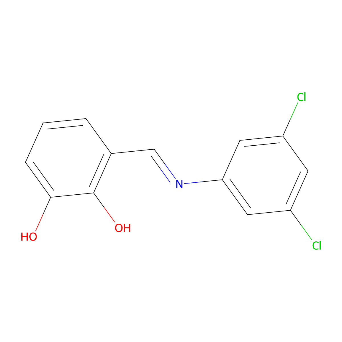3-{[(3,5-Dichlorophenyl)imino]methyl}-1,2-benzenediol molecular structure, CAS 303759-64-0