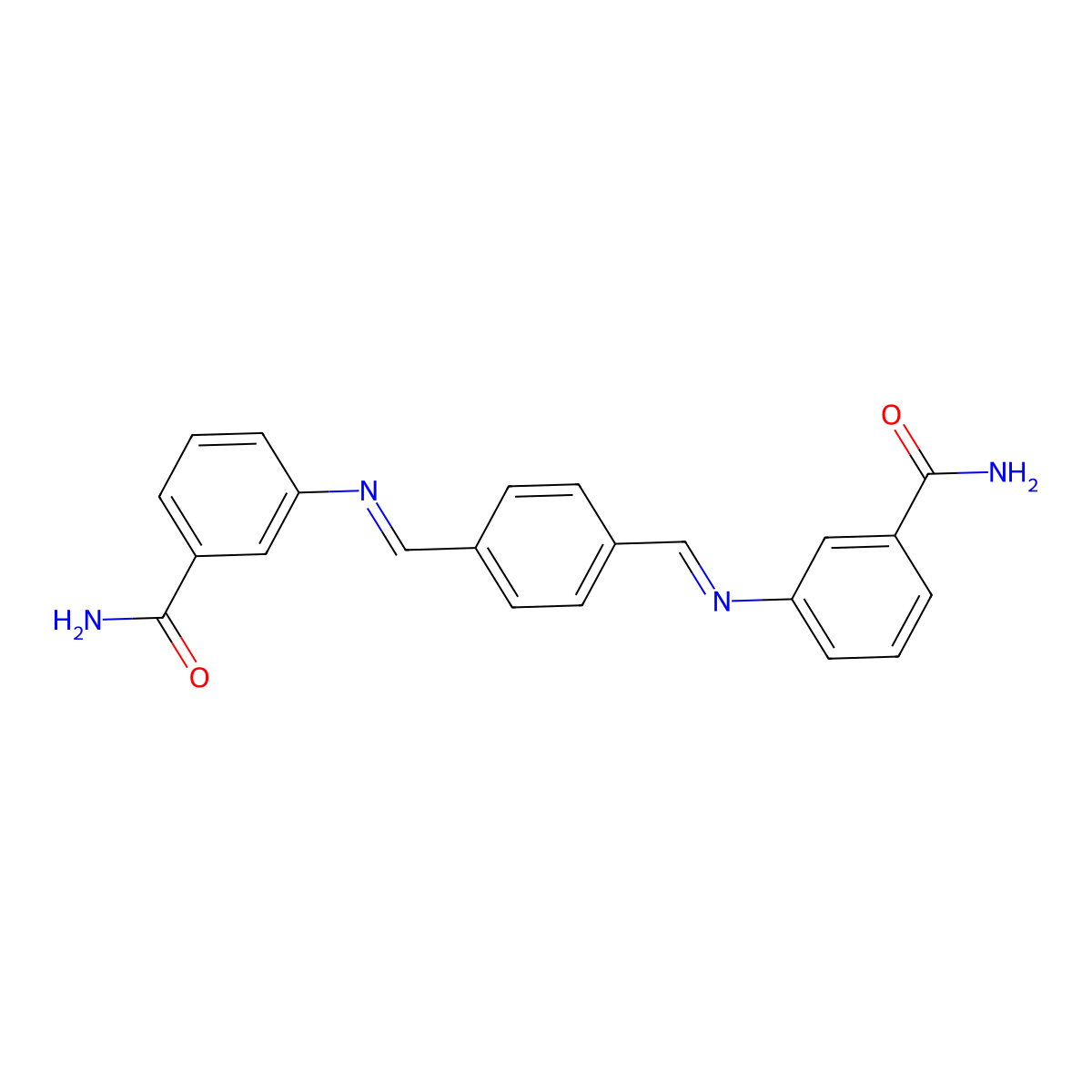 3-[[4-[(3-Carbamoylphenyl)iminomethyl]phenyl]methylideneamino]benzamide molecular structure, CAS 303760-05-6