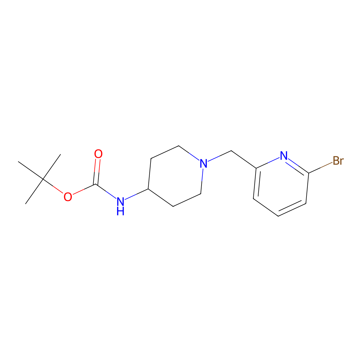 tert-Butyl 1-[(6-Bromopyridin-2-yl)methyl]piperidin-4-ylcarbamate molecular structure, CAS 303763-37-3