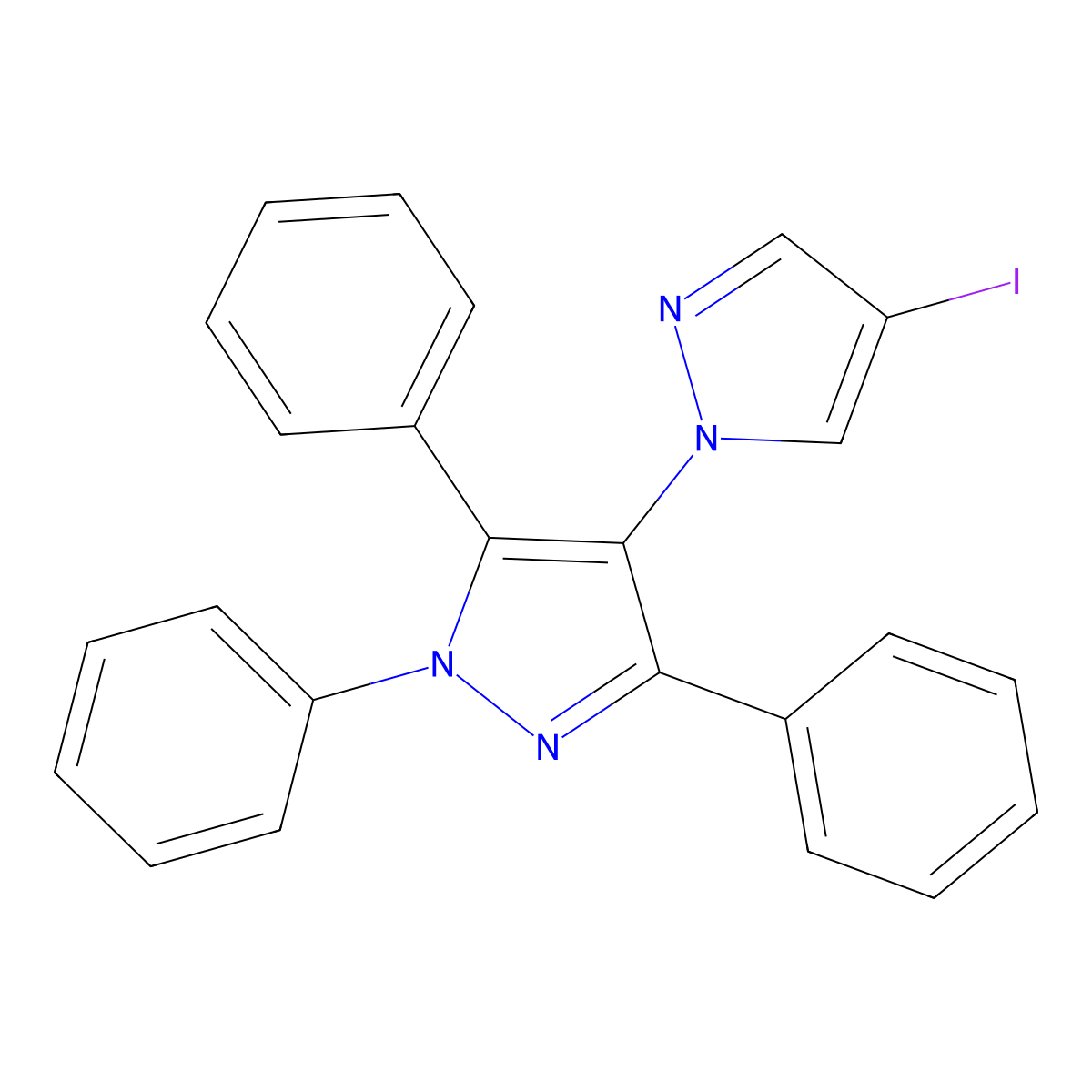 4-iodo-1',3',5'-triphenyl-1'H-1,4'-bipyrazole molecular structure, CAS 3037648-14-6