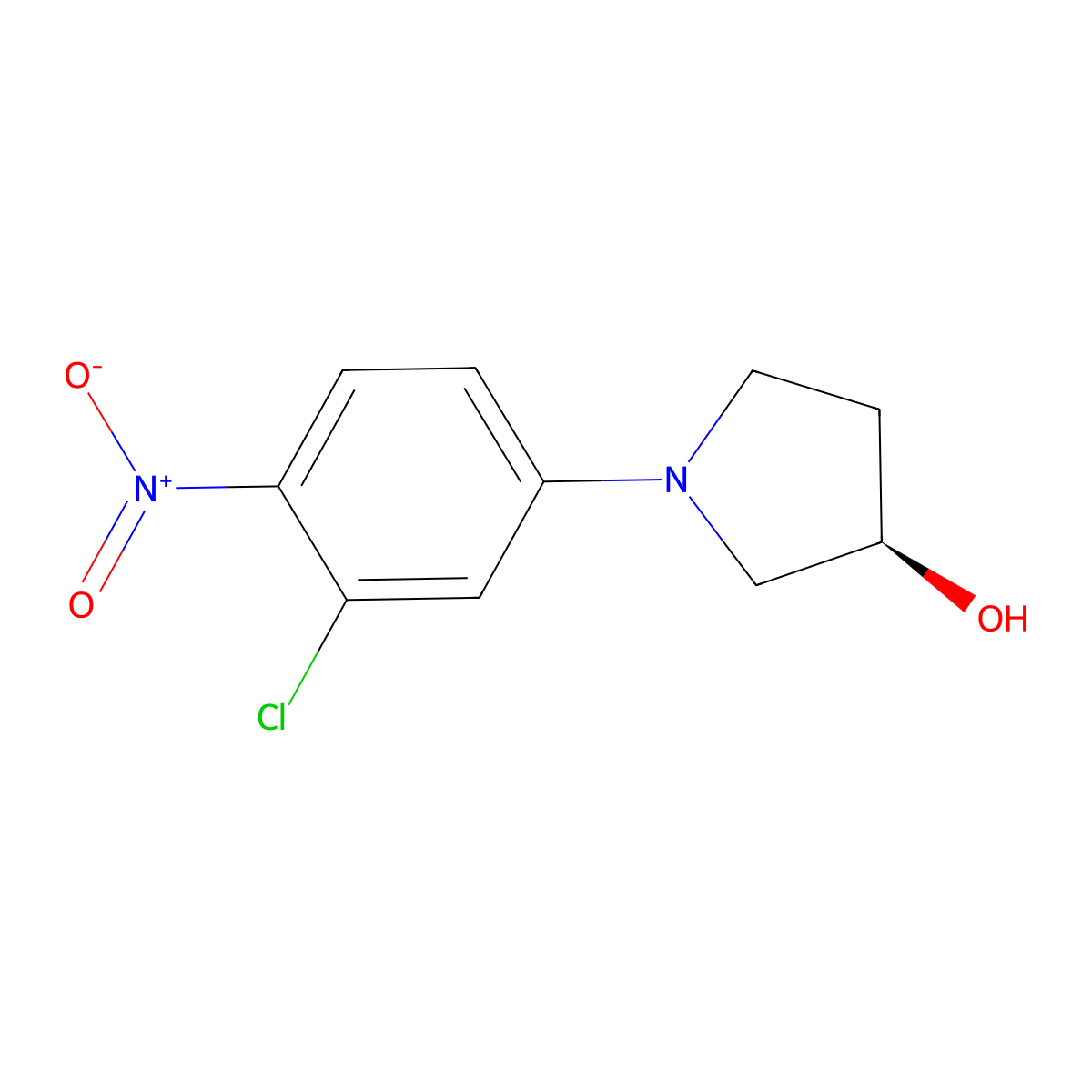 (R)-1-(3-chloro-4-nitrophenyl)pyrrolidin-3-ol molecular structure, CAS 3037649-17-2