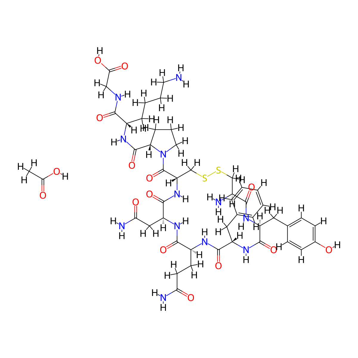 H-Cys(1)-Tyr-Phe-Gln-Asn-Cys(1)-Pro-Lys-Gly-OH.CH3CO2H molecular structure, CAS 3037649-52-5