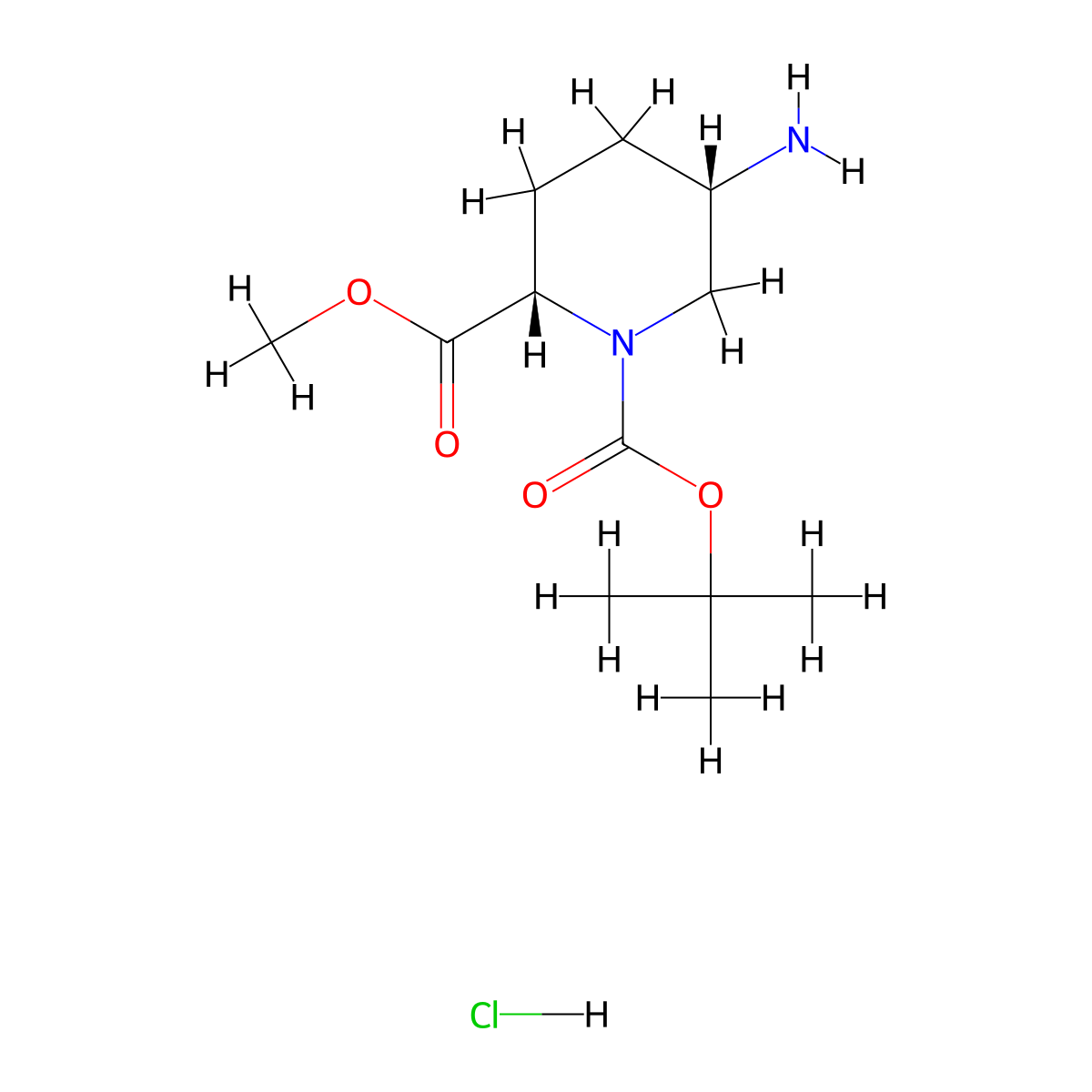 1-(Tert-butyl) 2-methyl cis-5-aminopiperidine-1,2-dicarboxylate hydrochloride molecular structure, CAS 3037649-76-3