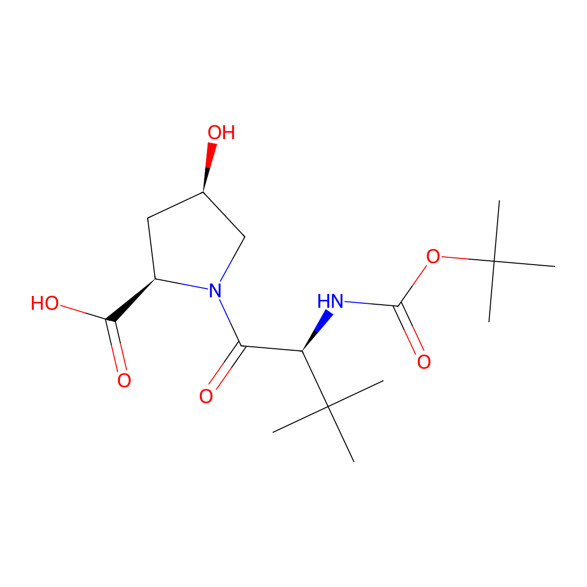(2R,4R)-1-((S)-2-((tert-butoxycarbonyl)amino)-3,3-dimethylbutanoyl)-4-hydroxypyrrolidine-2-carboxylic acid molecular structure, CAS 3037649-80-9