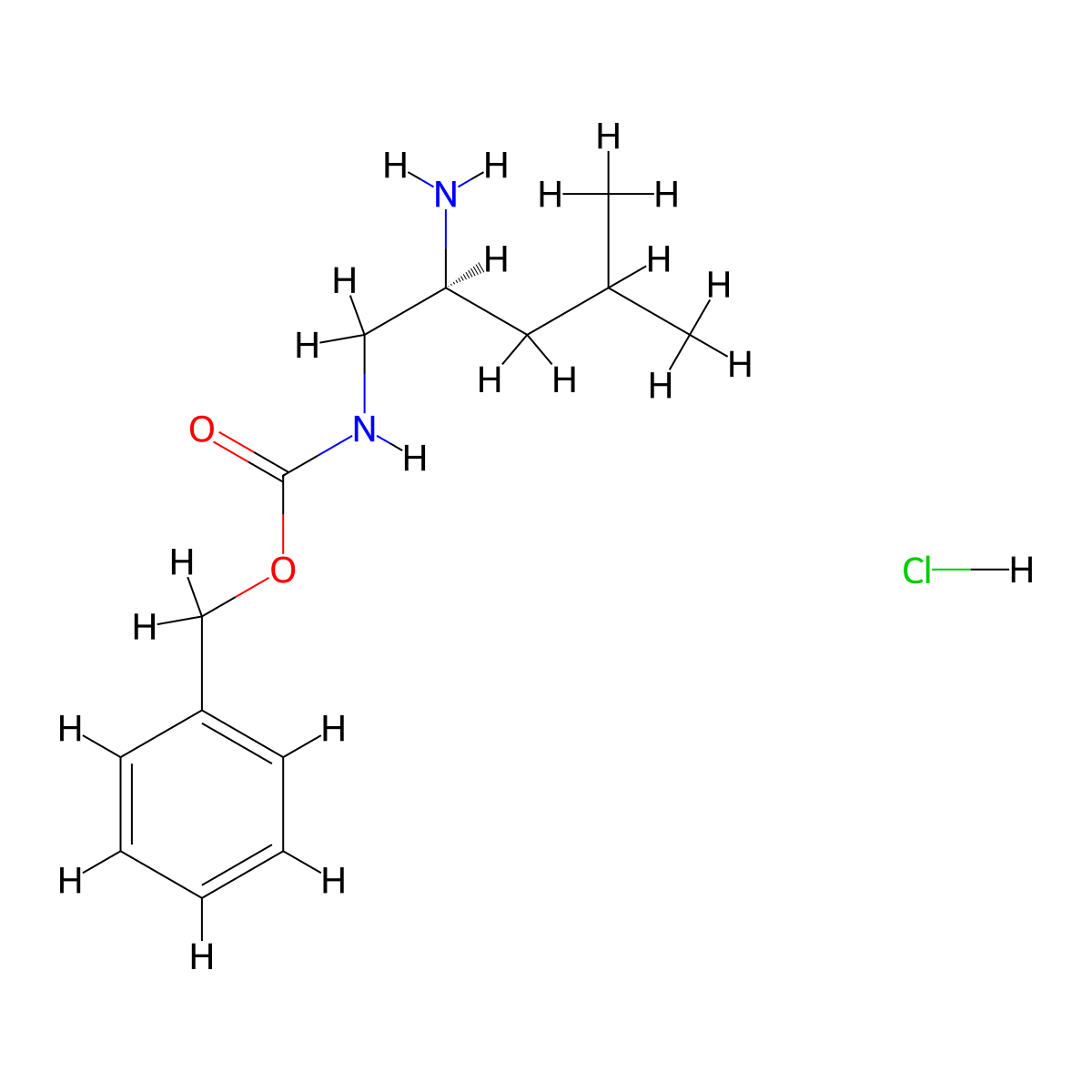 benzyl (S)-(2-amino-4-methylpentyl)carbamate hydrochloride molecular structure, CAS 3037649-92-3