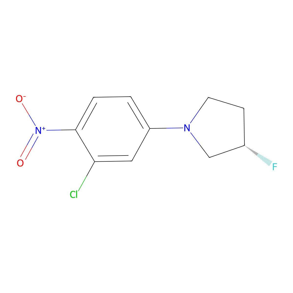 (S)-1-(3-chloro-4-nitrophenyl)-3-fluoropyrrolidine molecular structure, CAS 3037659-09-6