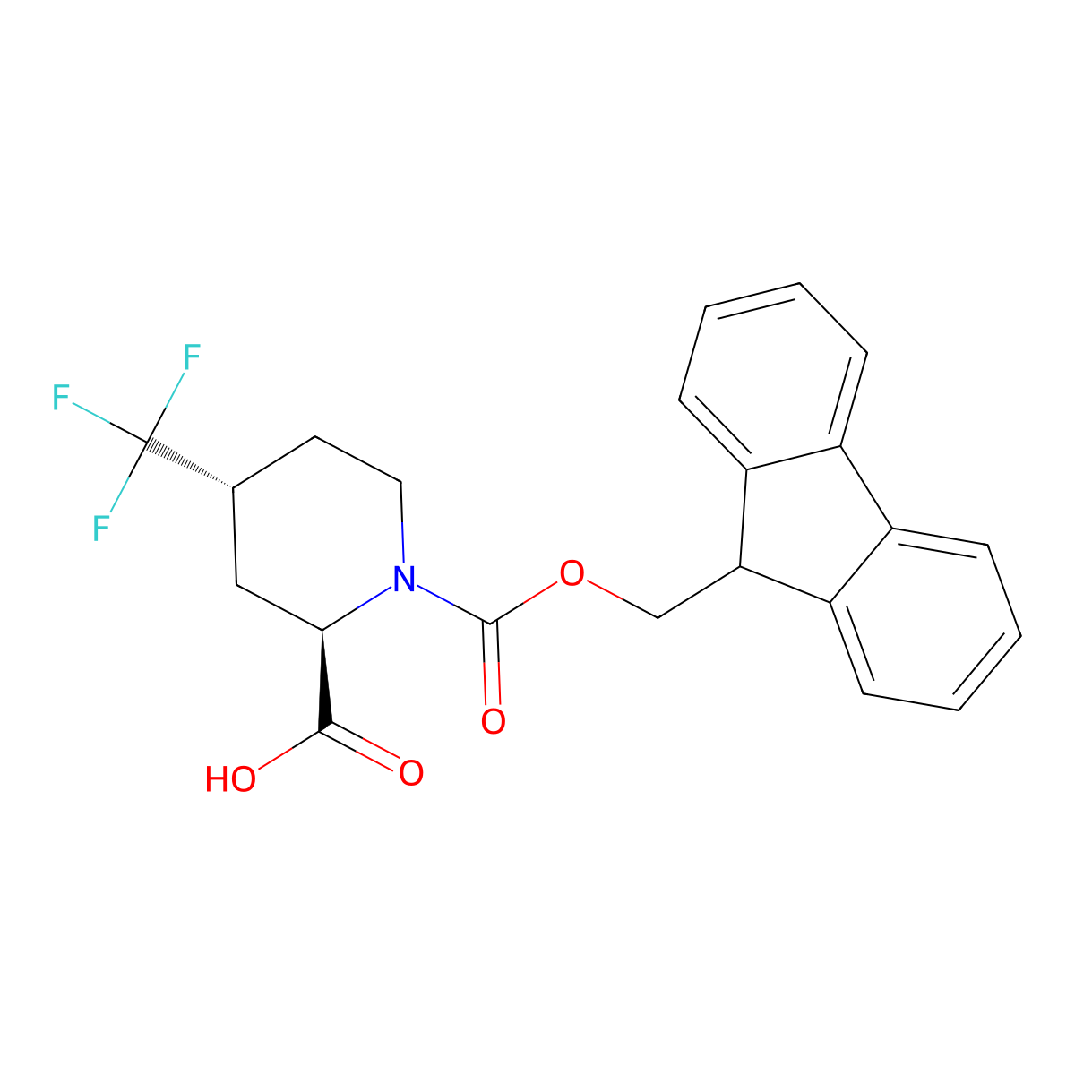 (2R,4R)-1-(9H-fluoren-9-ylmethoxycarbonyl)-4-(trifluoromethyl)piperidine-2-carboxylic acid molecular structure, CAS 3037659-17-6