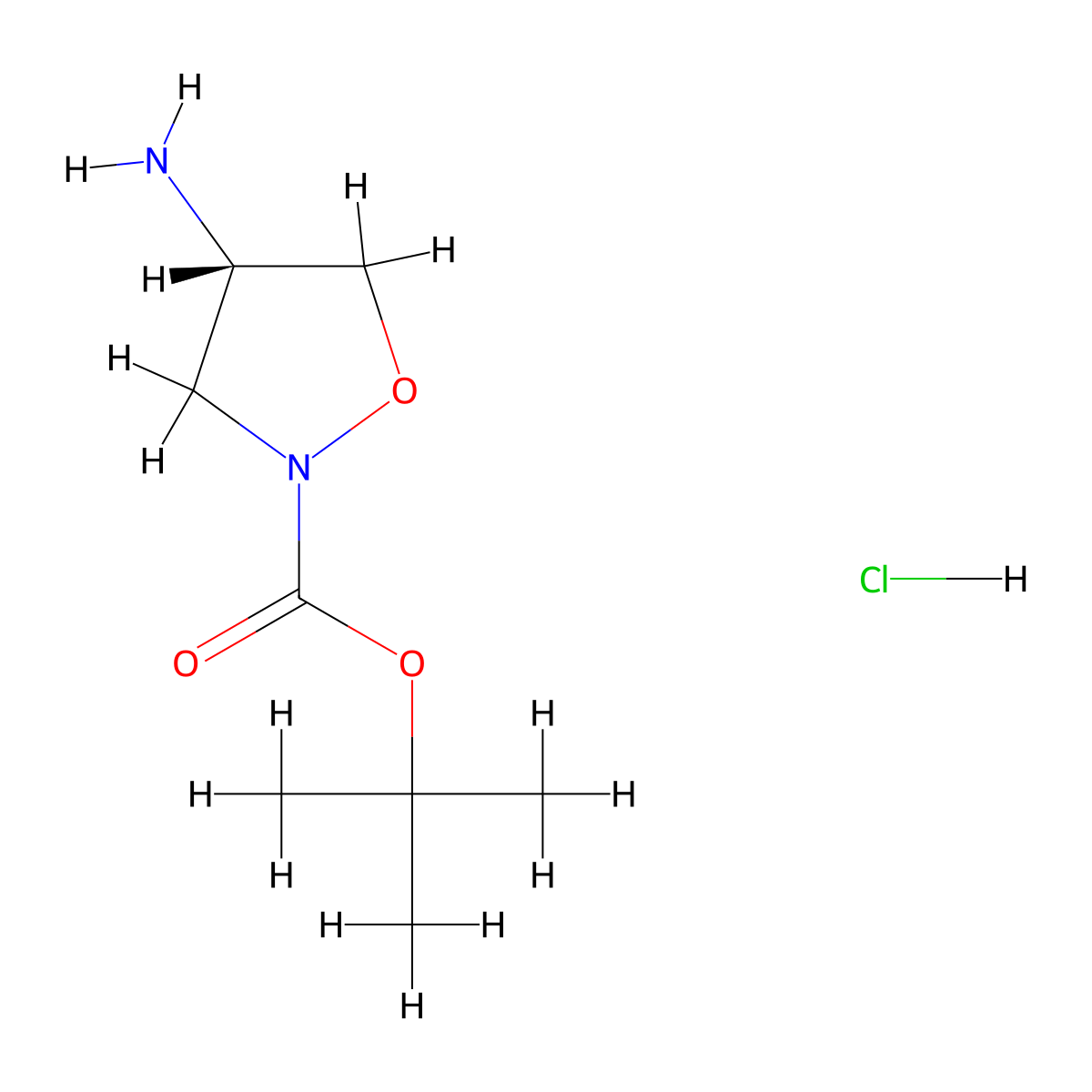 Tert-butyl (S)-4-aminoisoxazolidine-2-carboxylate hydrochloride molecular structure, CAS 3037659-18-7