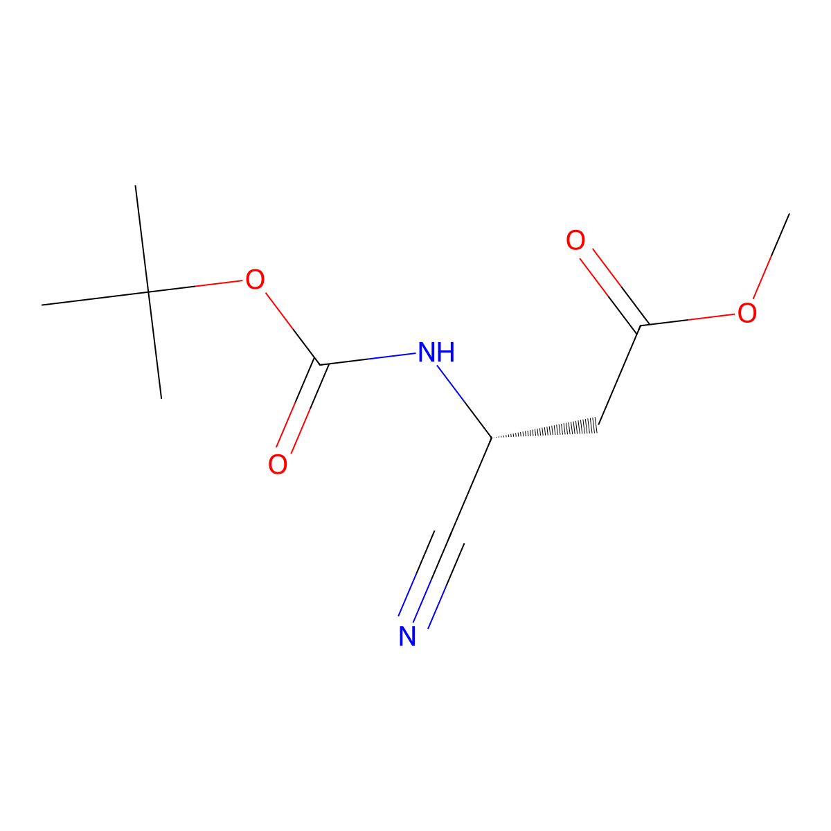 Methyl (R)-3-((tert-butoxycarbonyl)amino)-3-cyanopropanoate molecular structure, CAS 3037659-61-0