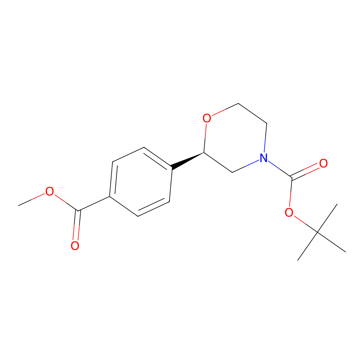 Tert-butyl (R)-2-(4-(methoxycarbonyl)phenyl)morpholine-4-carboxylate molecular structure, CAS 3037659-64-3