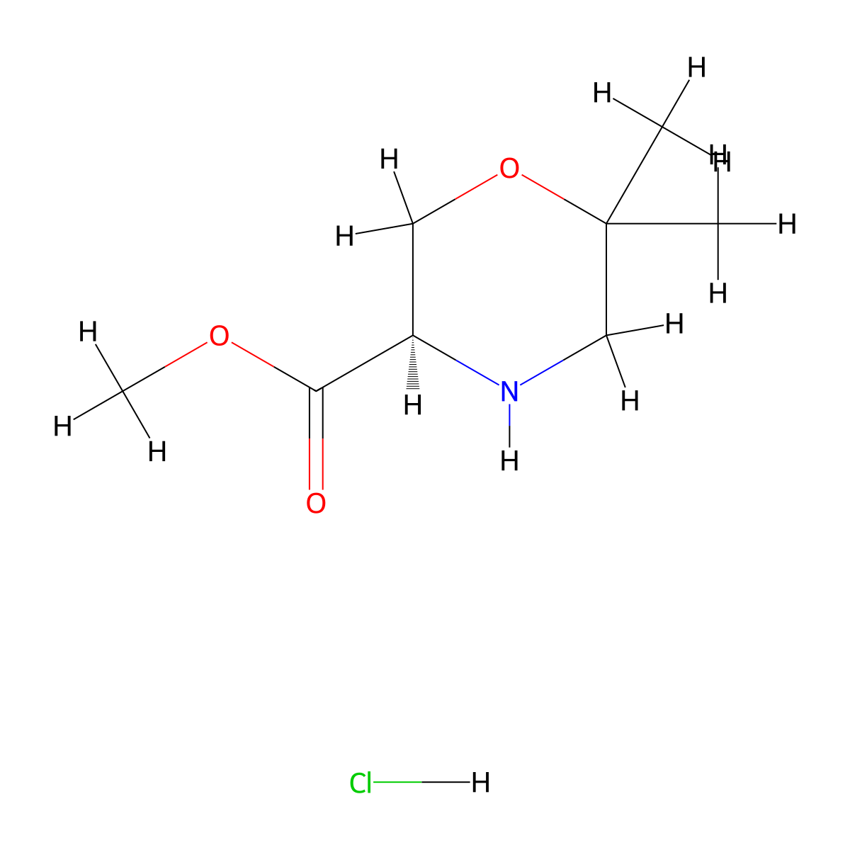 Methyl (R)-6,6-dimethylmorpholine-3-carboxylate hydrochloride molecular structure, CAS 3037659-87-0