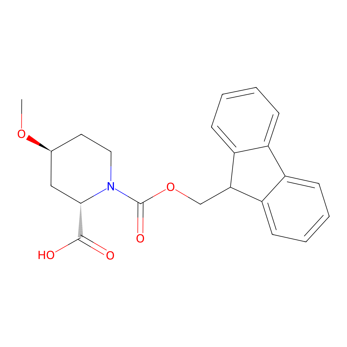 (2S,4S)-1-Fmoc-4-methoxypiperidine-2-carboxylic acid molecular structure, CAS 3037659-93-8