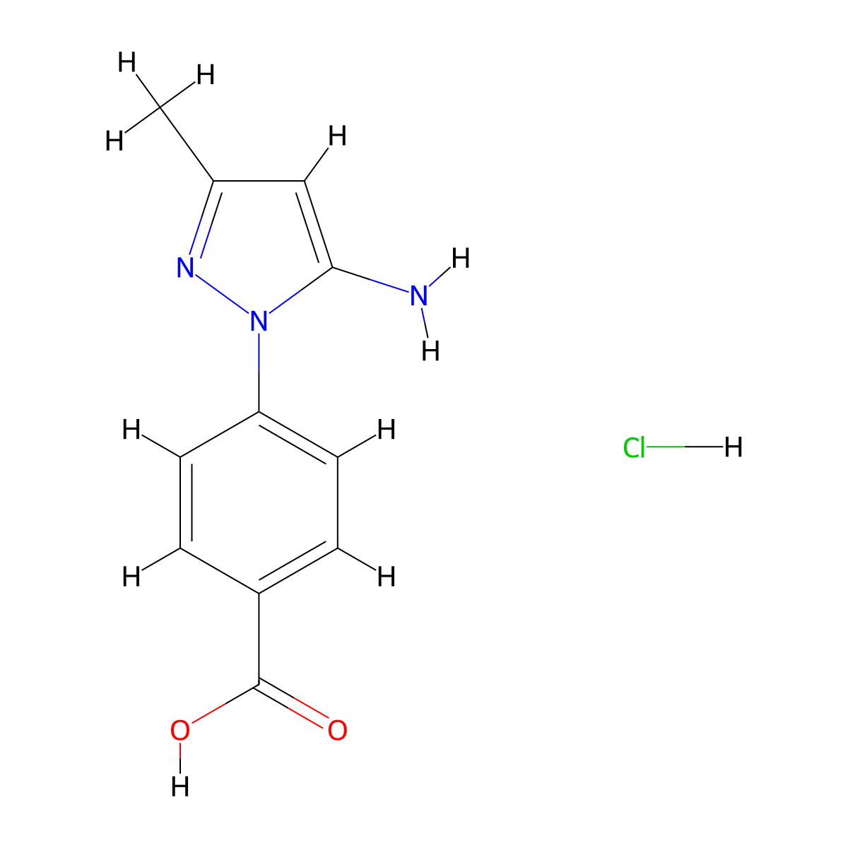 4-(5-Amino-3-methyl-pyrazol-1-YL)-benzoic acid hydrochloride molecular structure, CAS 303766-96-3