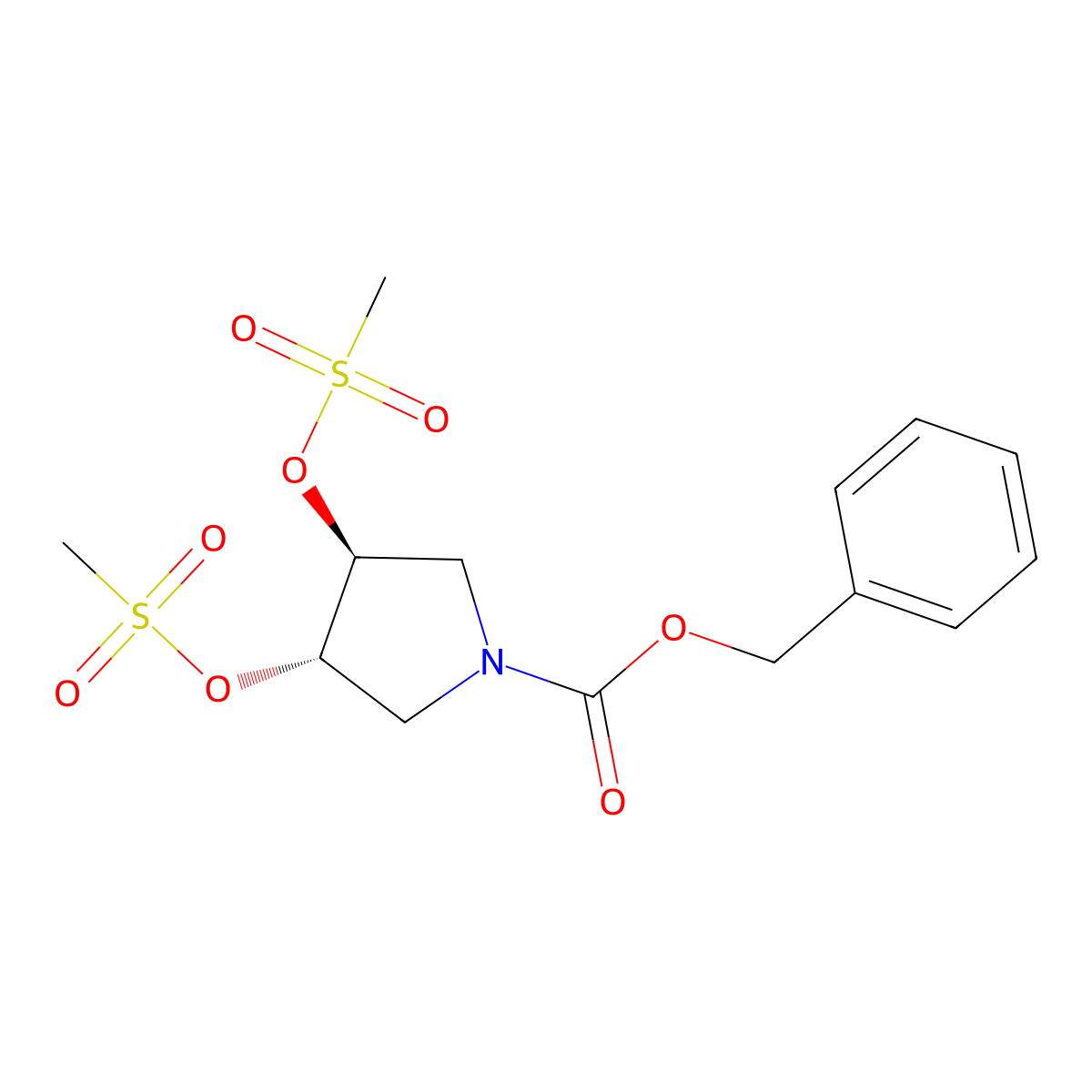 trans-Benzyl 3,4-bis((methylsulfonyl)oxy)pyrrolidine-1-carboxylate molecular structure, CAS 3037660-02-6