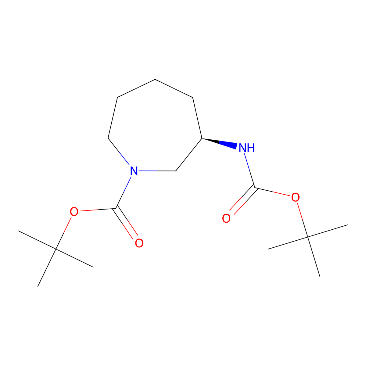 Tert-butyl (R)-3-((tert-butoxycarbonyl)amino)azepane-1-carboxylate molecular structure, CAS 3037660-03-7