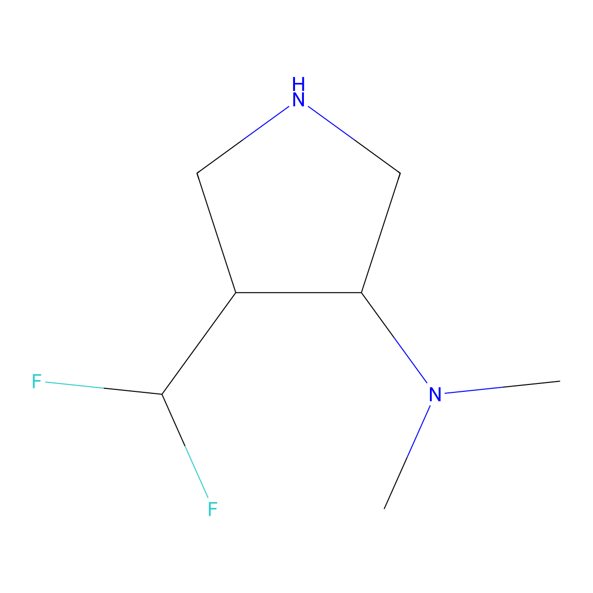 (3S,4R)-4-(difluoromethyl)-N,N-dimethylpyrrolidin-3-amine molecular structure, CAS 3037660-15-1