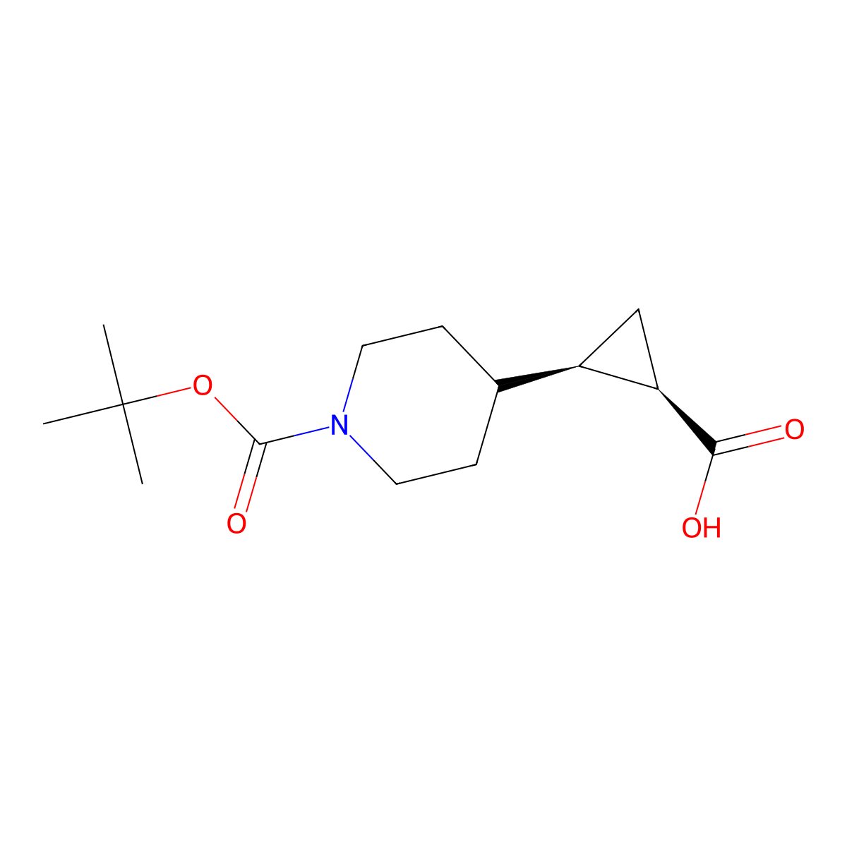 (1R,2R)-2-(1-tert-butoxycarbonyl-4-piperidyl)cyclopropanecarboxylic acid molecular structure, CAS 3037660-29-7