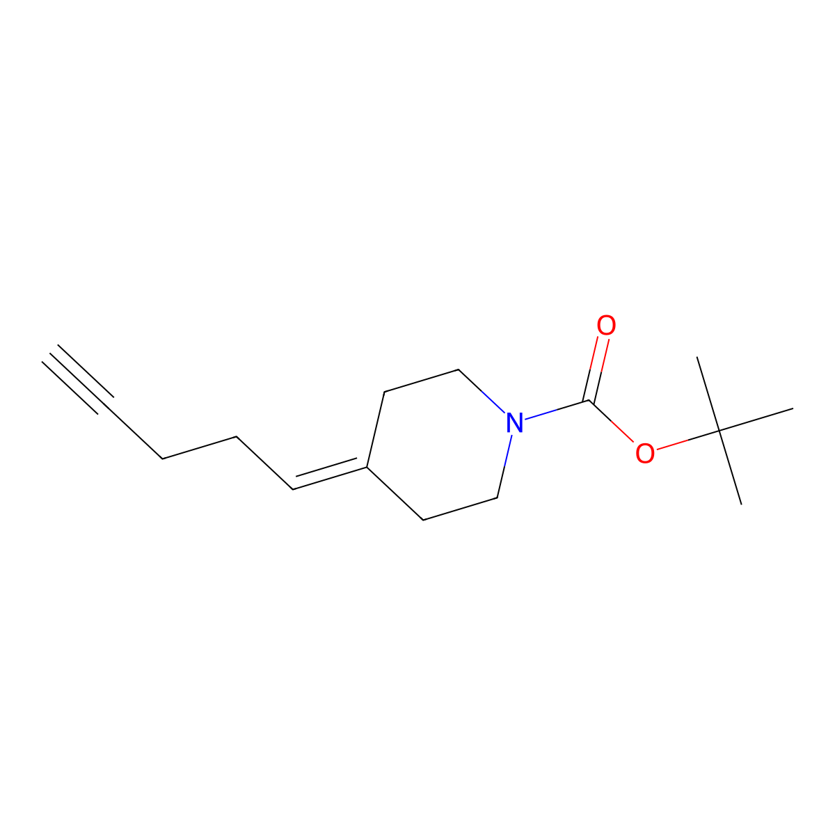 Tert-butyl 4-(pent-4-yn-1-ylidene)piperidine-1-carboxylate molecular structure, CAS 3037663-83-2