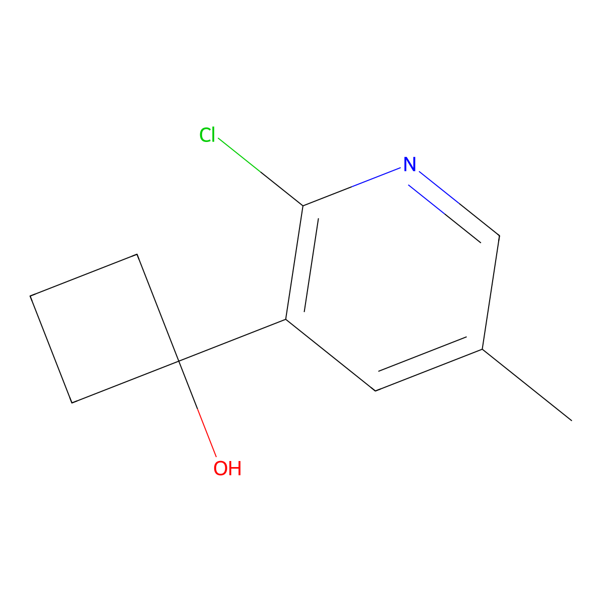1-(2-Chloro-5-methylpyridin-3-yl)cyclobutanol molecular structure, CAS 3037676-35-7