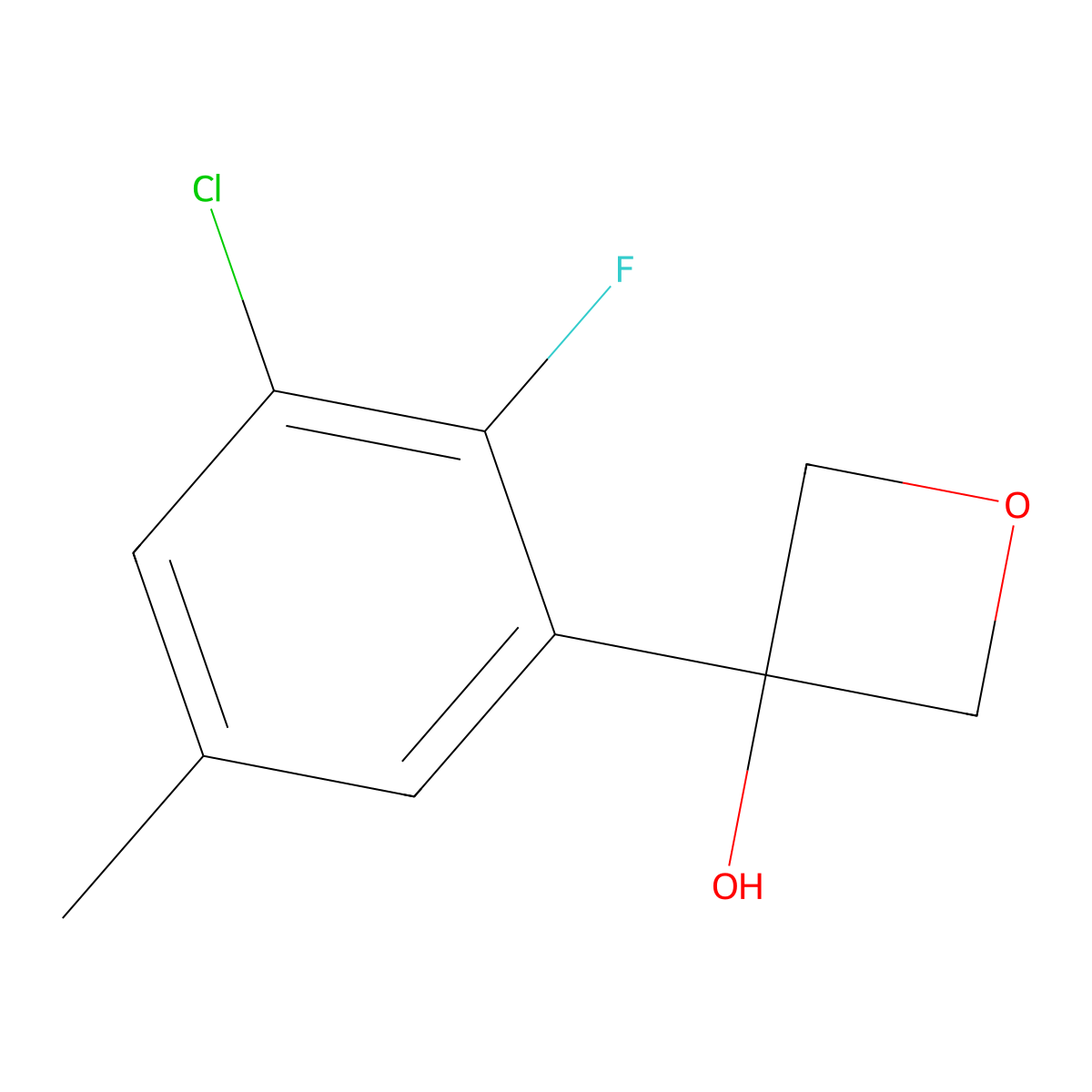3-(3-Chloro-2-fluoro-5-methylphenyl)oxetan-3-ol molecular structure, CAS 3037676-36-8