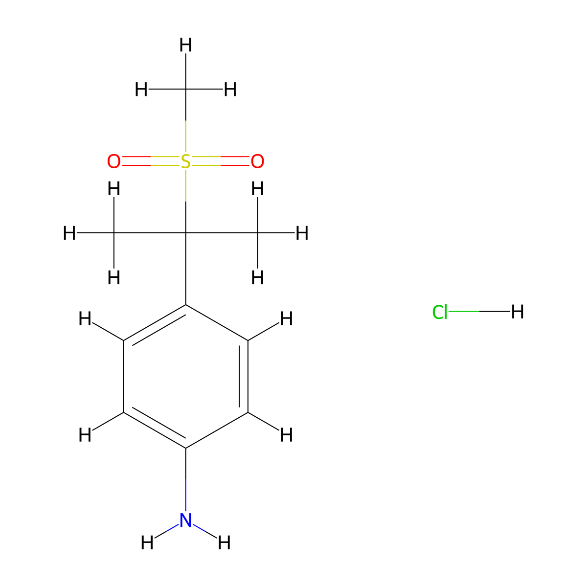 4-(2-(Methylsulfonyl)propan-2-YL)aniline hydrochloride molecular structure, CAS 3037676-54-0