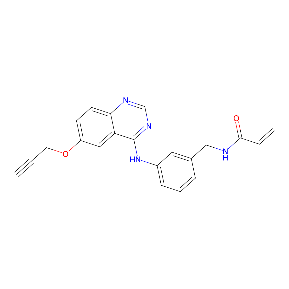 N-(3-((6-(prop-2-yn-1-yloxy)quinazolin-4-yl)amino)benzyl)acrylamide molecular structure, CAS 3037676-59-5