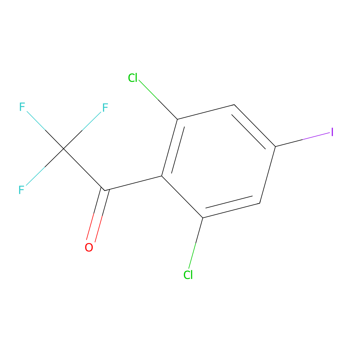 1-(2,6-Dichloro-4-iodophenyl)-2,2,2-trifluoroethanone molecular structure, CAS 3037676-65-3