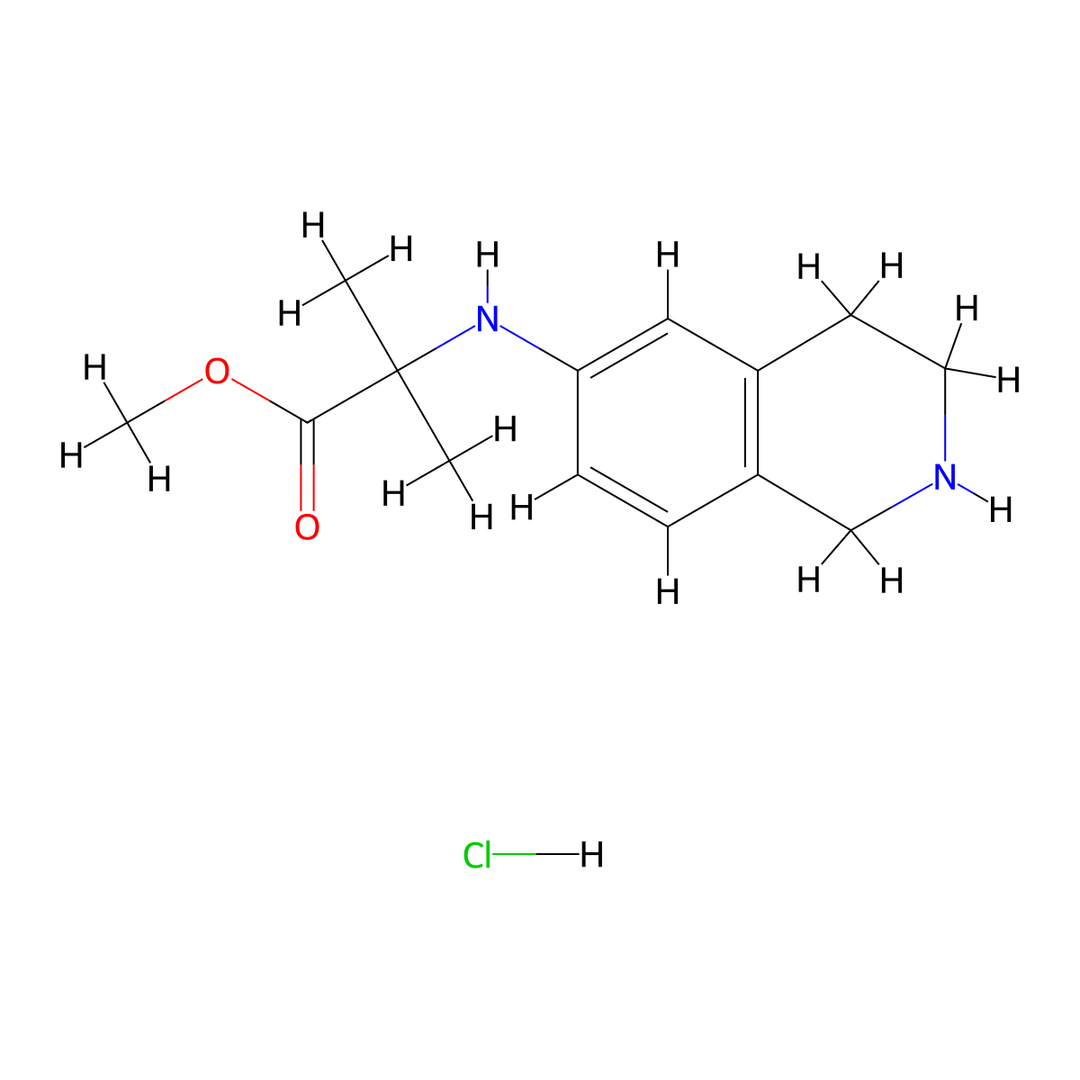 Methyl 2-methyl-2-((1,2,3,4-tetrahydroisoquinolin-6-yl)amino)propanoate hydrochloride molecular structure, CAS 3037676-75-5