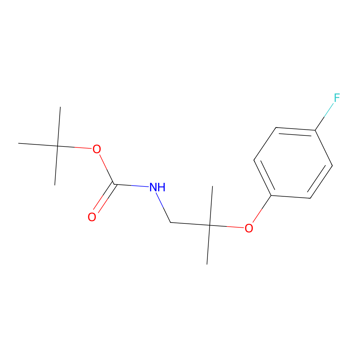 Tert-butyl (2-(4-fluorophenoxy)-2-methylpropyl)carbamate molecular structure, CAS 3037676-86-8
