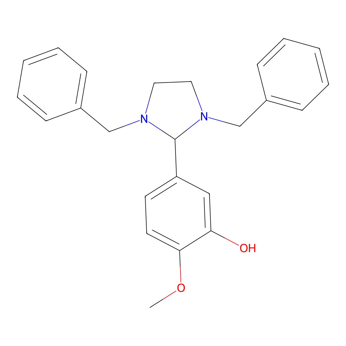 5-(1,3-Dibenzyl-2-imidazolidinyl)-2-methoxyphenol molecular structure, CAS 303768-66-3