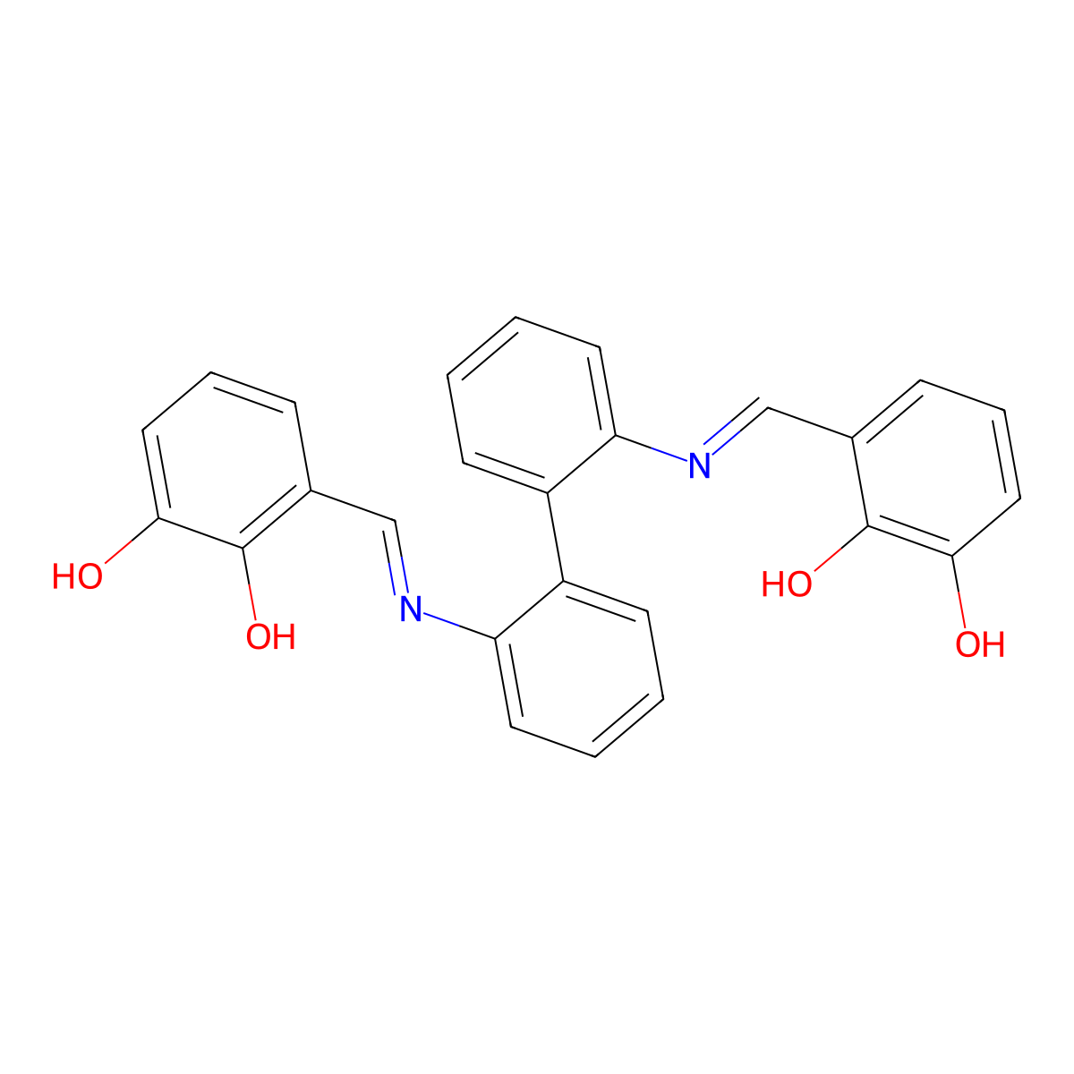 3,3'-{biphenyl-2,2'-diylbis[nitrilo(E)methylylidene]}dibenzene-1,2-diol molecular structure, CAS 303768-83-4