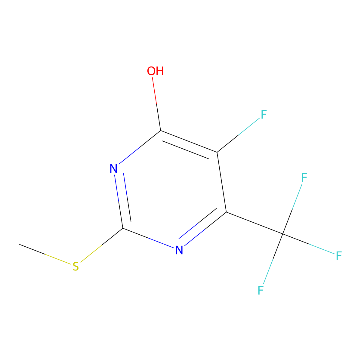 5-Fluoro-2-(methylthio)-6-(trifluoromethyl)pyrimidin-4-ol molecular structure, CAS 3037682-33-7
