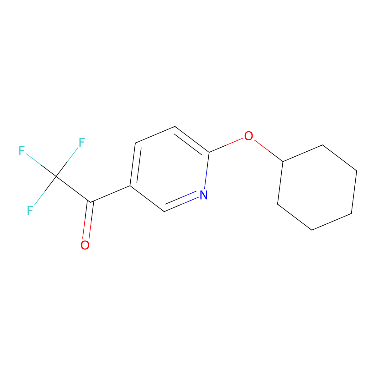 1-(6-(Cyclohexyloxy)pyridin-3-yl)-2,2,2-trifluoroethanone molecular structure, CAS 3037682-50-8
