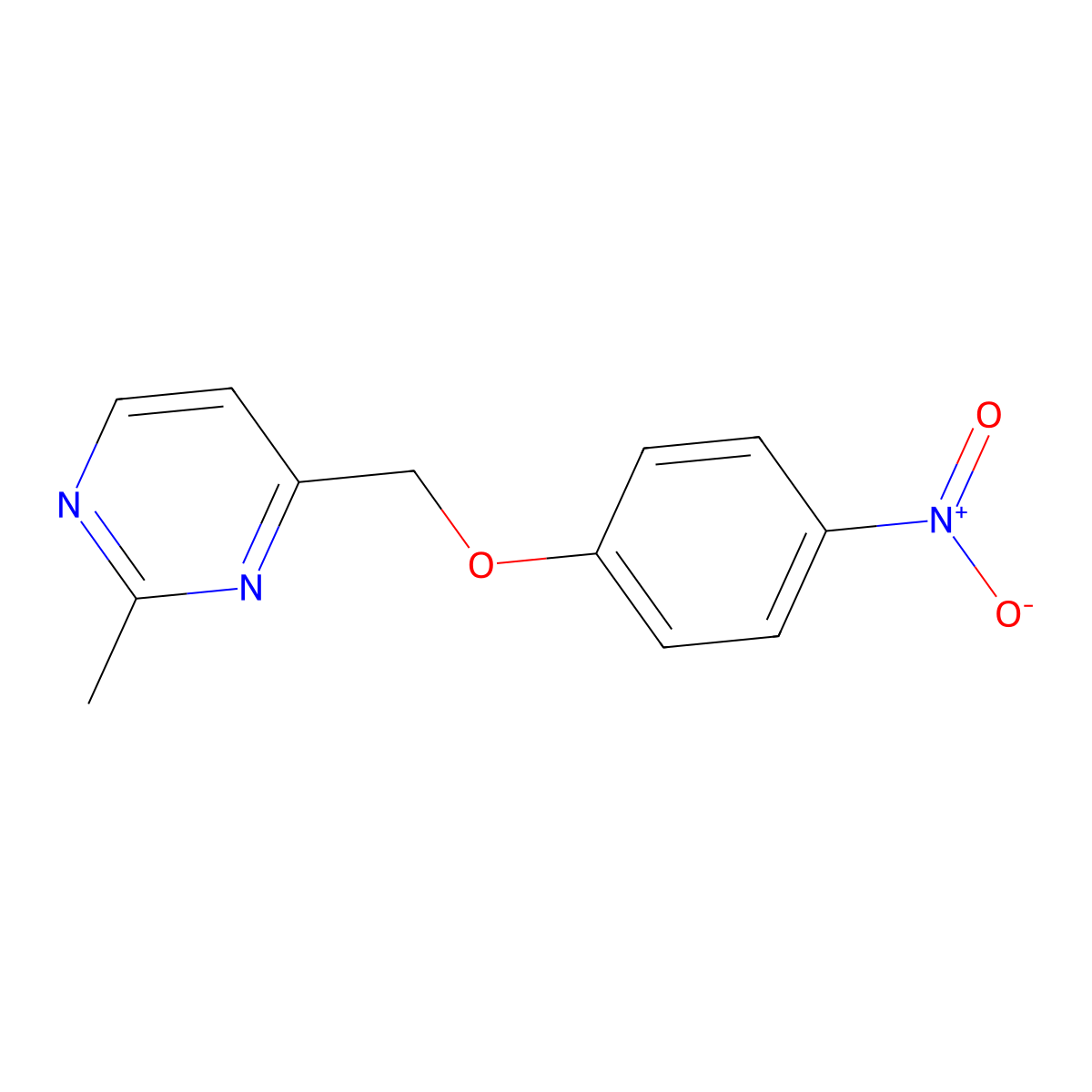 2-Methyl-4-{[(4-nitrophenyl)oxy]methyl}pyrimidine molecular structure, CAS 3037682-53-1