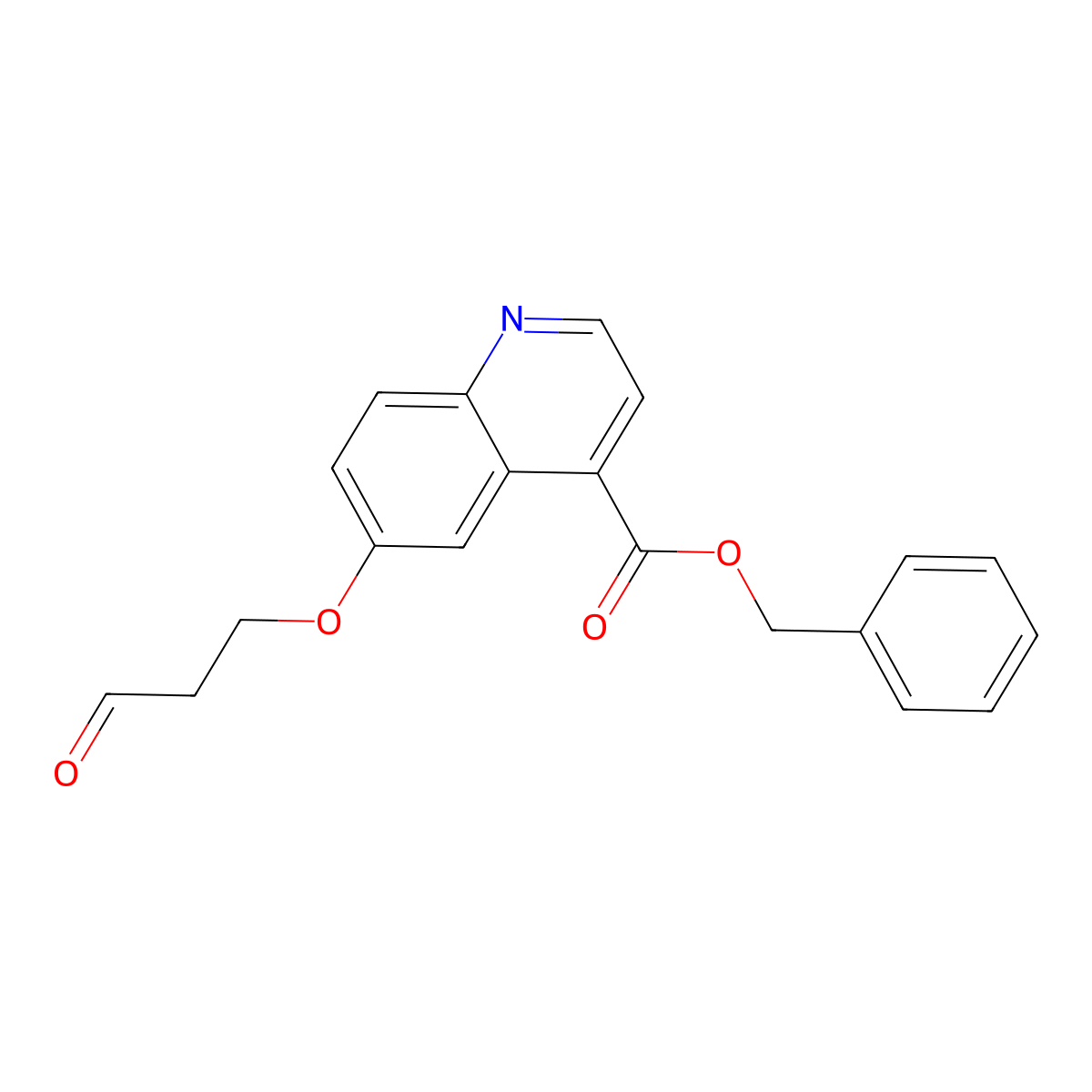 Benzyl 6-(3-oxopropoxy)quinoline-4-carboxylate molecular structure, CAS 3037682-54-2